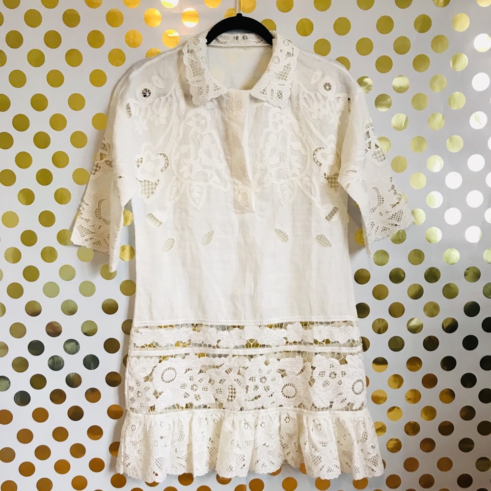 Red Valentino Embroidered Drop Waist Dress